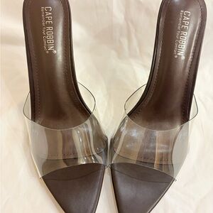 Cape Robbin Clear and Brown Heels SIZE DOWN-8.5-9